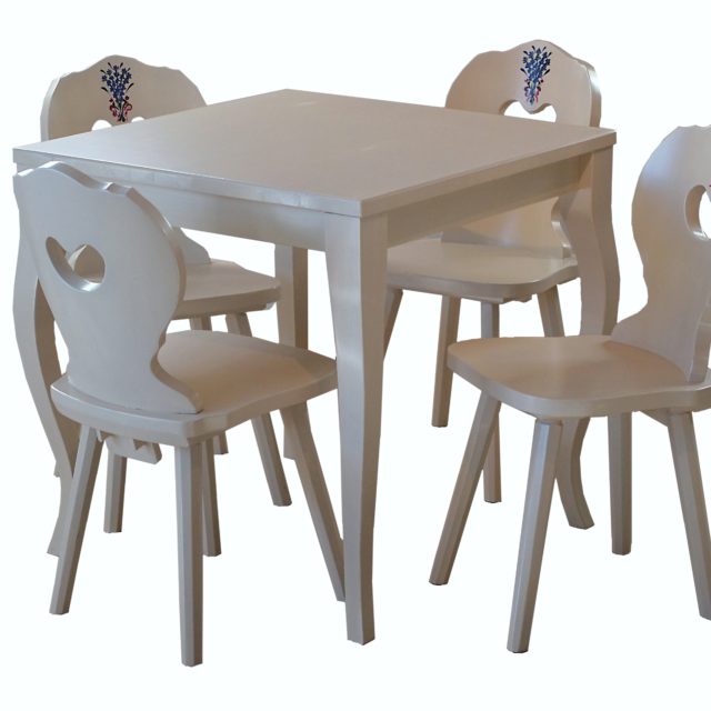 Set masă și scaune pentru cofetării din lemn masiv brad